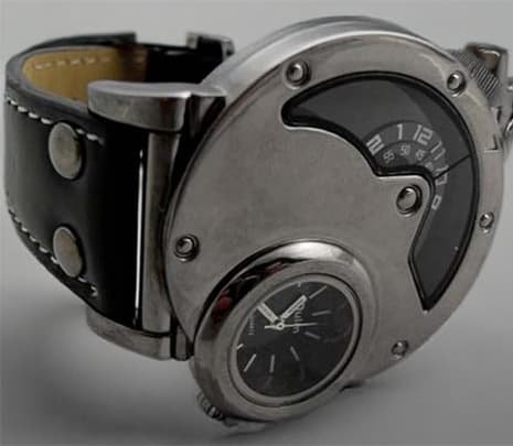 3595 Mens Watch Analog Coffee Leather Strap 3 Sub-dials