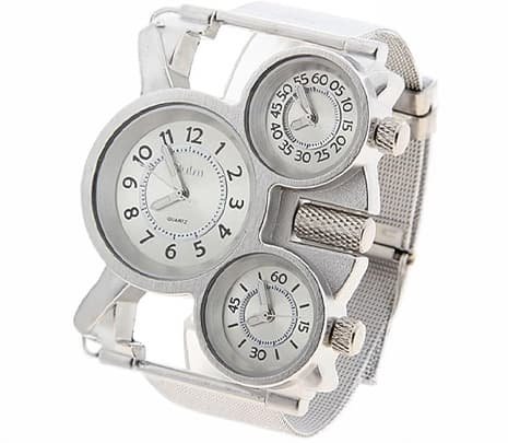 Military Watches with Three Movt Design and Leather Band